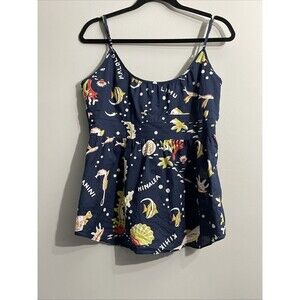 J.Crew Women’s Coastal Chic Blue Tropical Fish Print Sleeveless Tank Size 10